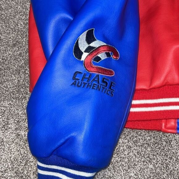 Nascar Rusty Wallace Chase Letterman Jacket Red White Blue Coat Men's Large L - Picture 6 of 11